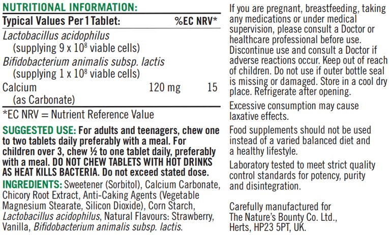 Chewable Acidophilus with B. lactis label